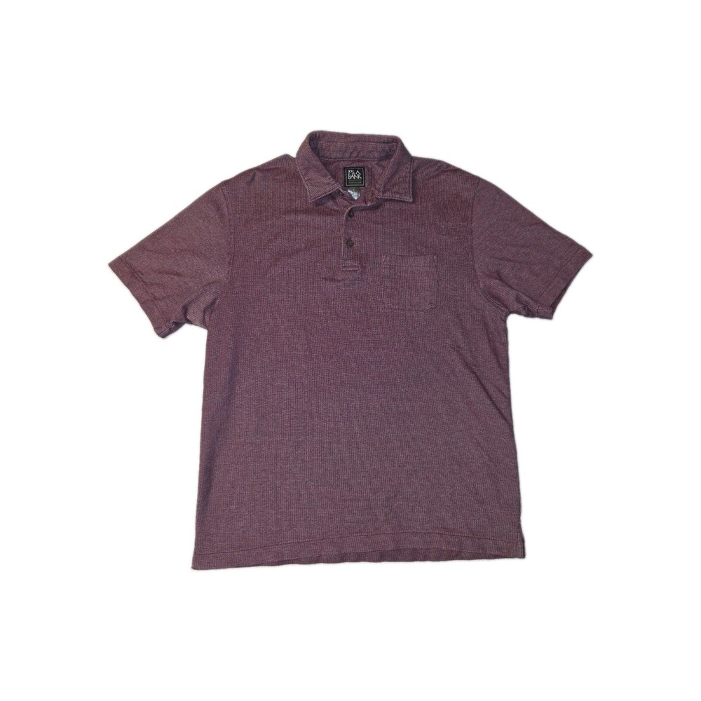 Jos. A. Bank Traveler Mens Large Burgundy Red Textured Cotton Polo Shirt L